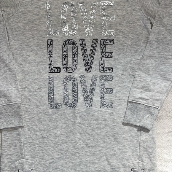 Gray Love Print Kids Dress - Picture 2 of 5